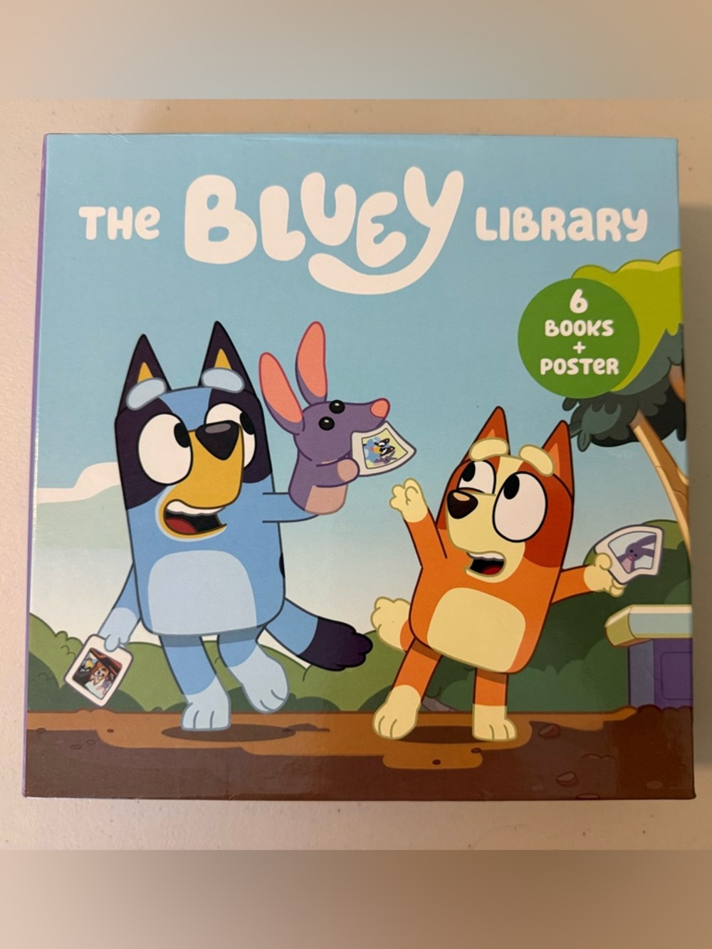 Bluey 6 Book Library Set + Poster Hardcover Box Set NEW Open Box